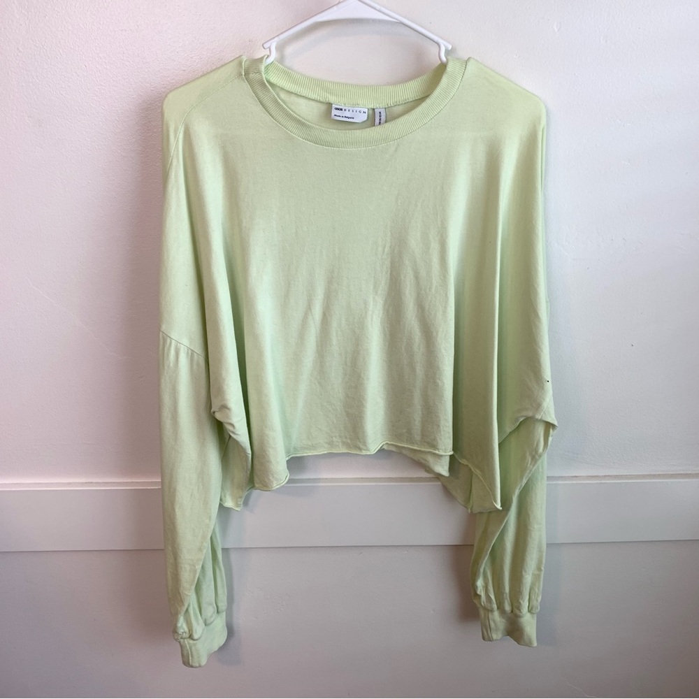 ASOS Light Green Cropped Long Sleeve Shirt